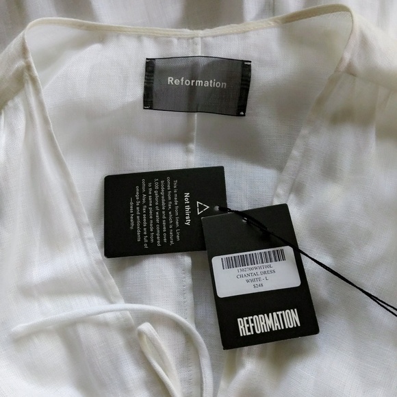 New! 🎉HP🎉 Reformation Chantal White Linen Prairie Wedding Maxi Dress L - Picture 7 of 7